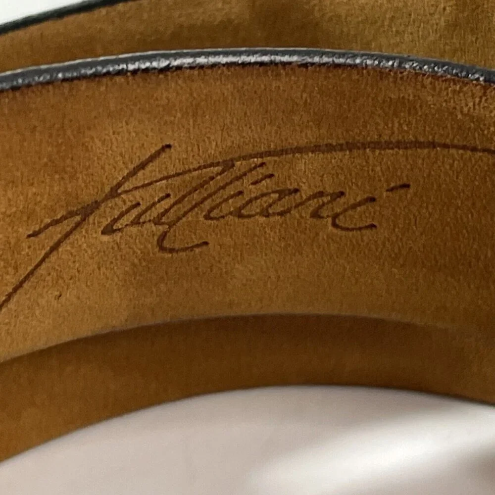 Tulliani Black Italian Saddle Leather Lizard Embossed Black Belt Sz 44 B… - Picture 2 of 9